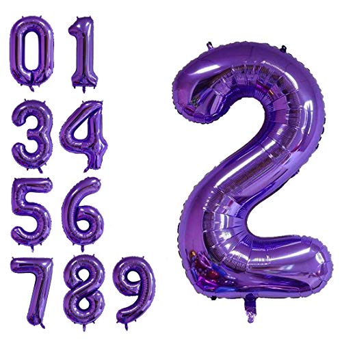 MoMo Balloon 40 Inch Jumbo Purple Number 2 Balloon Giant Balloons Prom Balloons Helium Foil Mylar Huge Number Balloons for Birthday Party Decorations/Wedding/Anniversary - Image 1