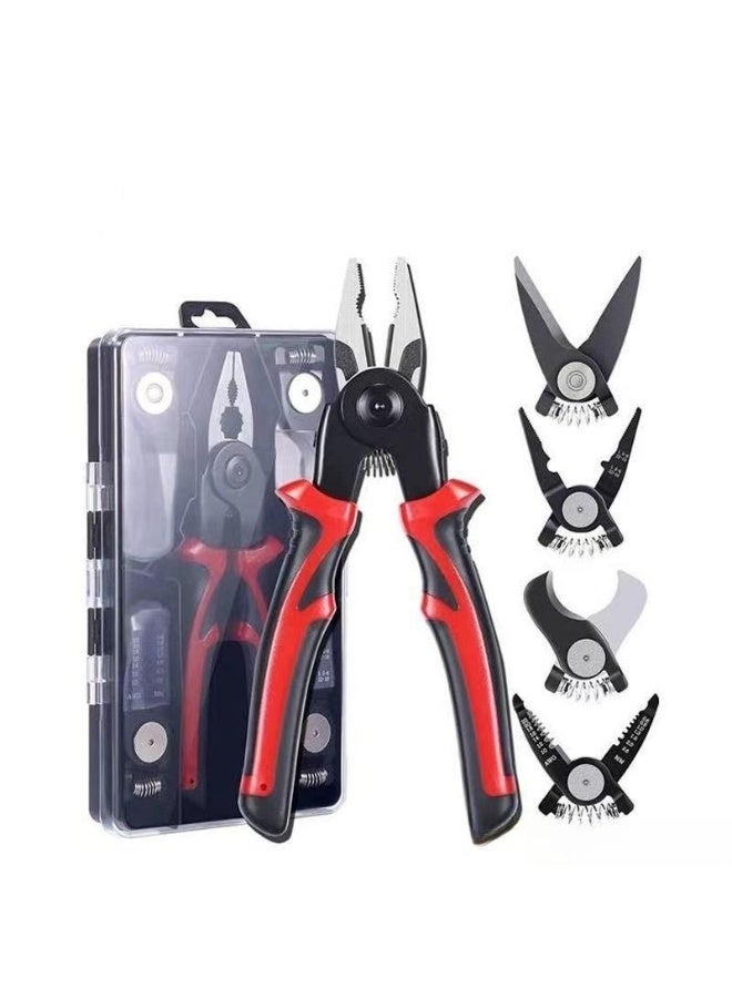 5 in1 Multifunctional Wire Stripper Kit Interchangeable Pliers for Crimping Cutting Durable Ergonomic Electrician Tool - Image 1