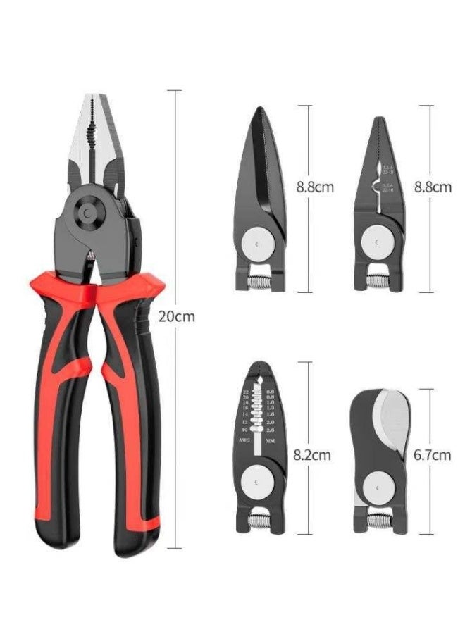 5 in1 Multifunctional Wire Stripper Kit Interchangeable Pliers for Crimping Cutting Durable Ergonomic Electrician Tool - Image 4