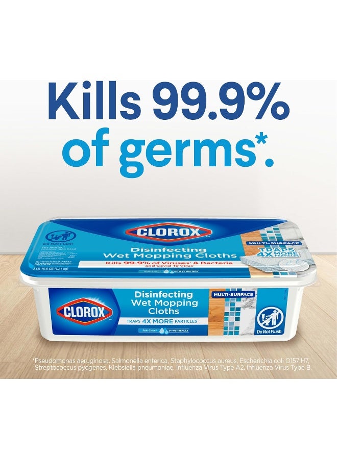 Clorox Clorox Disinfecting Wet Mopping Cloths, Disposable Mop Heads, Multi-Surface Floor Mop, Rain Clean Scent, 24 Wet Refills (Pack of 2)  - Image 2
