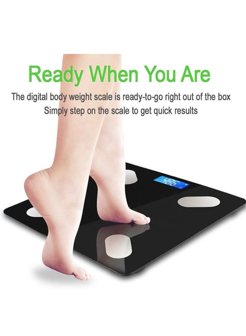 ELTRAZONE Bluetooth Electronic Digital Body Weight Scale, Thick Tempered Glass with LED Display, Smart Bluetooth Health & Fitness Scale for Accurate Body Weight Tracking, Personal Health Care Scale for Home Use (Black) - Image 3