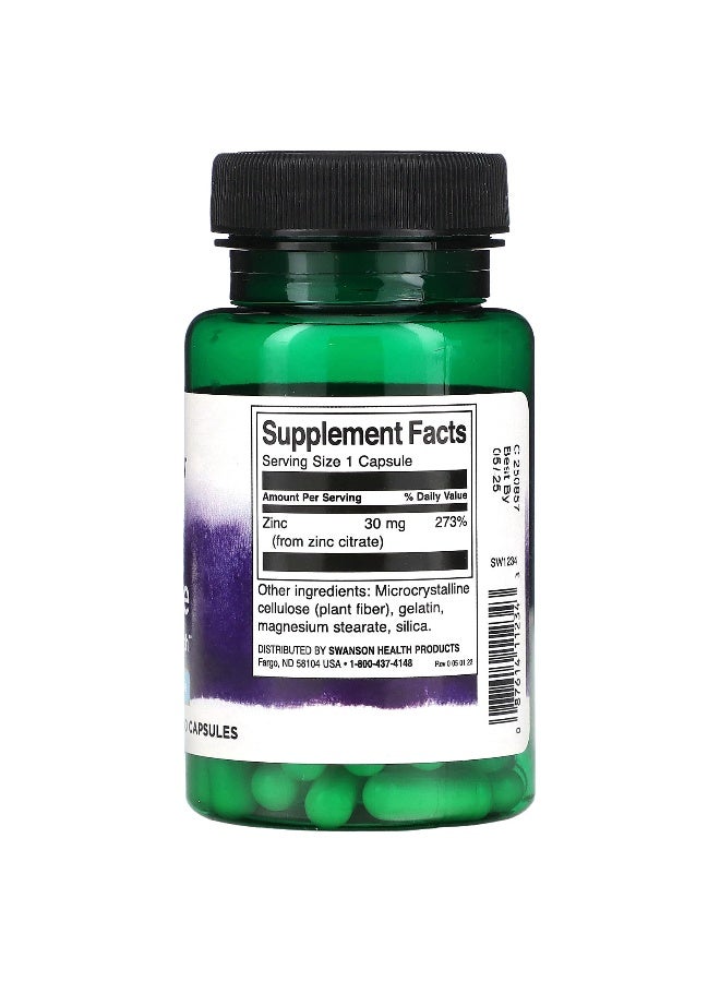 SWANSON Swanson, Zinc Citrate, 30 mg , 60 Capsules  - Image 2