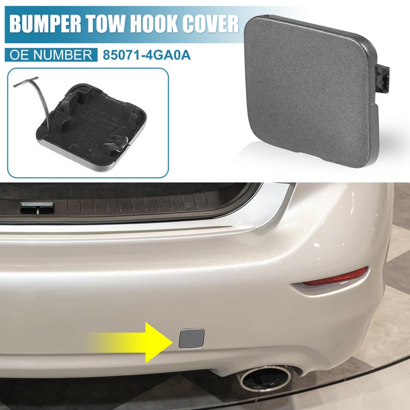 X AUTOHAUX X AUTOHAUX Car Rear Bumper Tow Hook Cover 85071-4GA0A for Infiniti Q50 2014-2018 Tow Hook Eye Lid Cover Trailer Cap Gray - Image 2