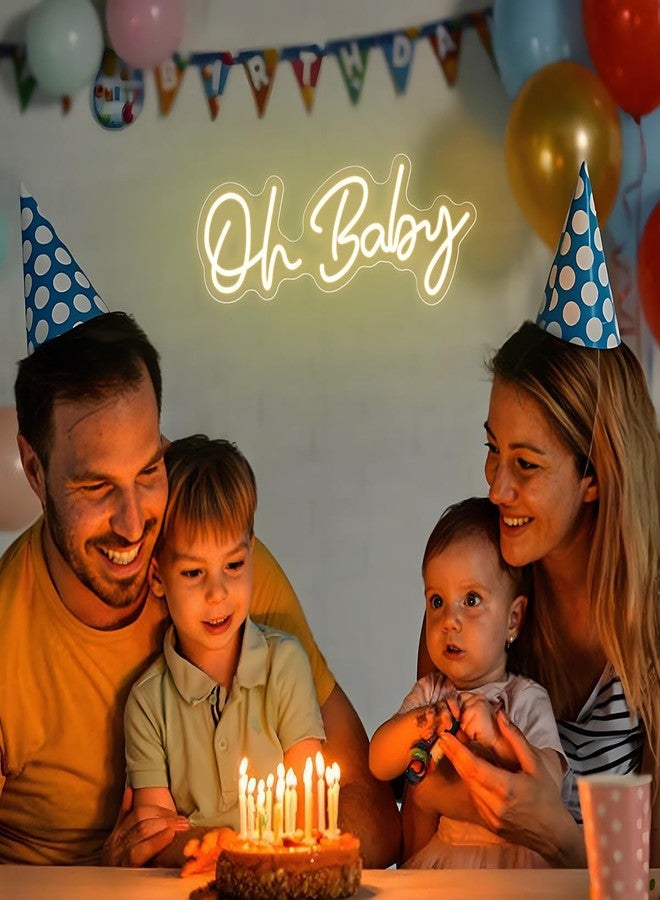 QLKGWEA Oh Baby Neon Sign for Wall Decor, Led Light Up Oh Baby Sign for Backdrop Decor, Shower, Birthday Party, Wedding Decorations, Warm White, 16.5x6.7 inch - Image 4