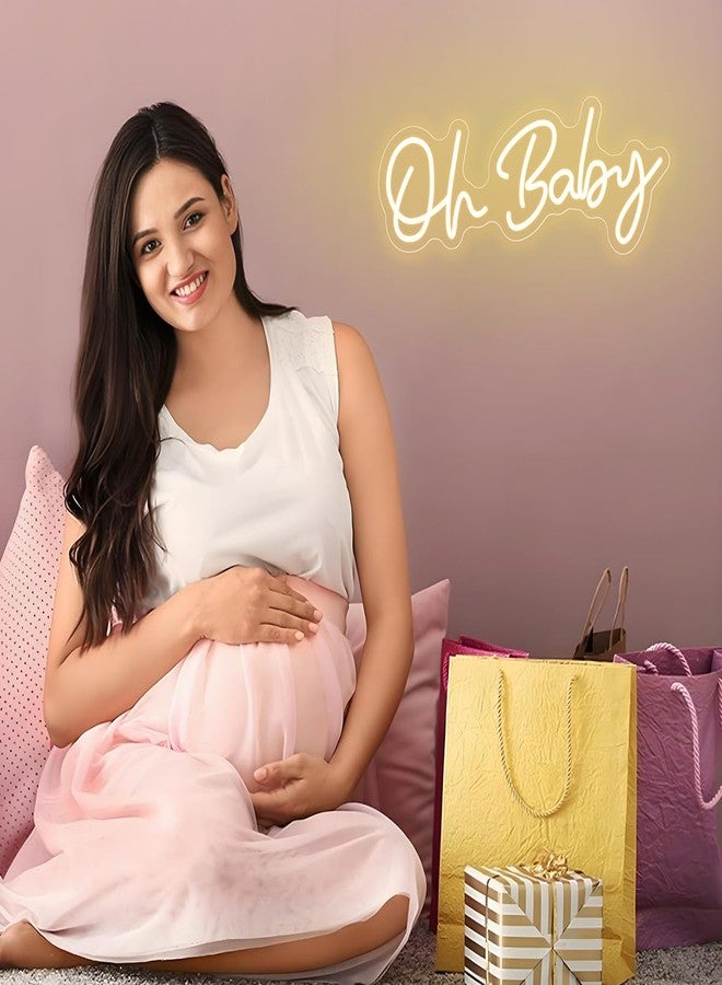 QLKGWEA Oh Baby Neon Sign for Wall Decor, Led Light Up Oh Baby Sign for Backdrop Decor, Shower, Birthday Party, Wedding Decorations, Warm White, 16.5x6.7 inch - Image 3