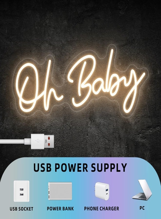 QLKGWEA Oh Baby Neon Sign for Wall Decor, Led Light Up Oh Baby Sign for Backdrop Decor, Shower, Birthday Party, Wedding Decorations, Warm White, 16.5x6.7 inch - Image 5