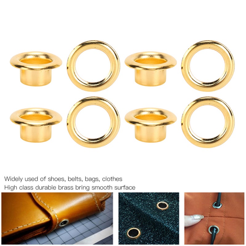 200Pcs 6mm Shoes Grommet Hollow Hole Rivet DIY Hand Made Brass Gold Leather Accessories - Image 2