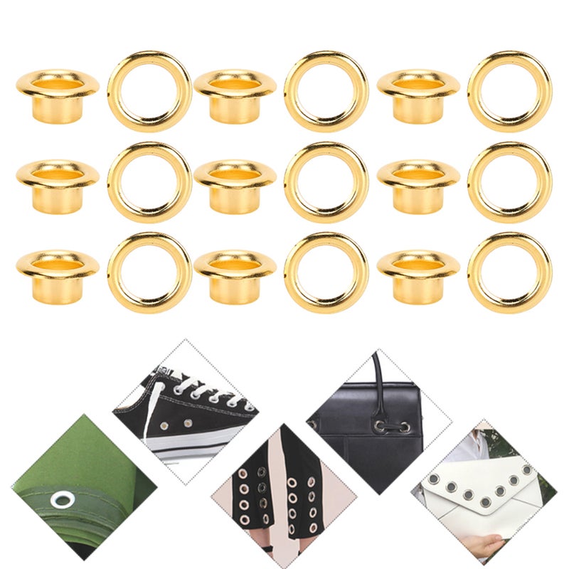 200Pcs 6mm Shoes Grommet Hollow Hole Rivet DIY Hand Made Brass Gold Leather Accessories - Image 1