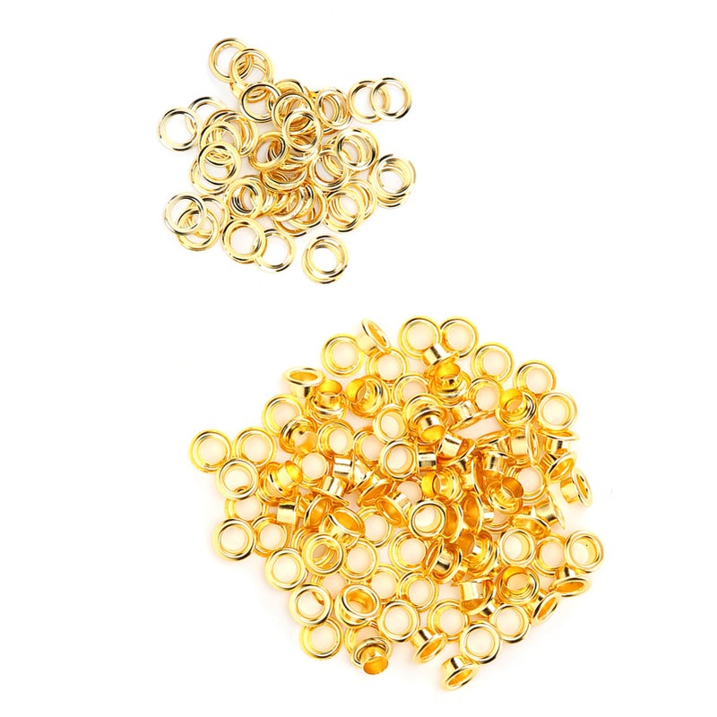 200Pcs 6mm Shoes Grommet Hollow Hole Rivet DIY Hand Made Brass Gold Leather Accessories - Image 4