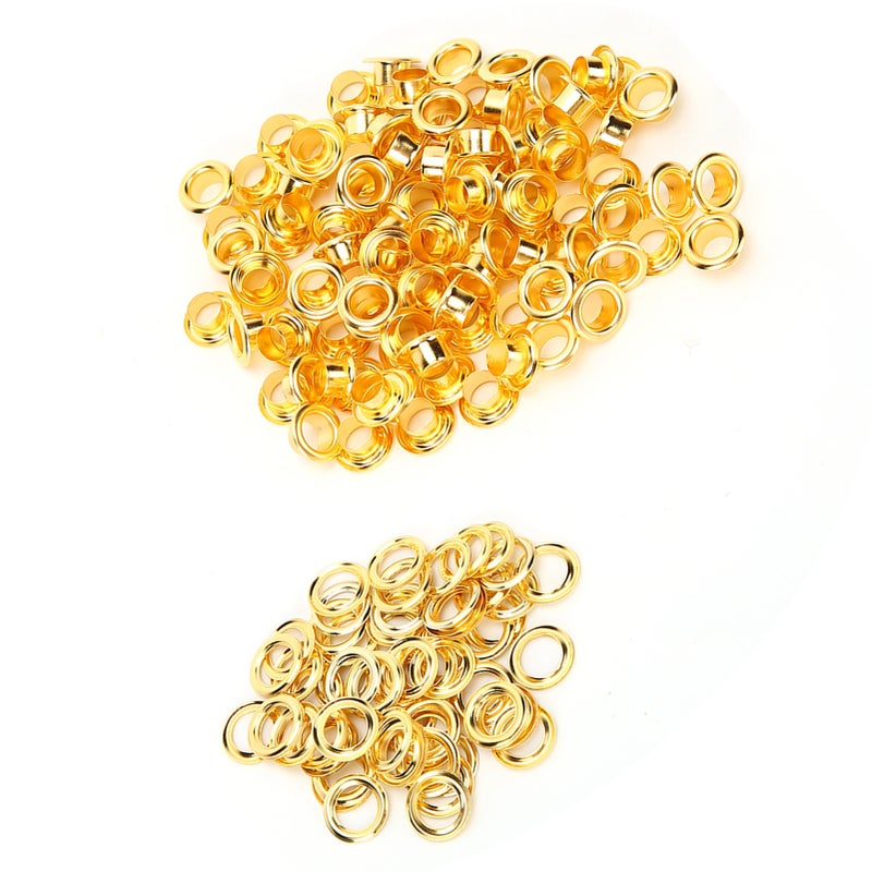 200Pcs 6mm Shoes Grommet Hollow Hole Rivet DIY Hand Made Brass Gold Leather Accessories - Image 3