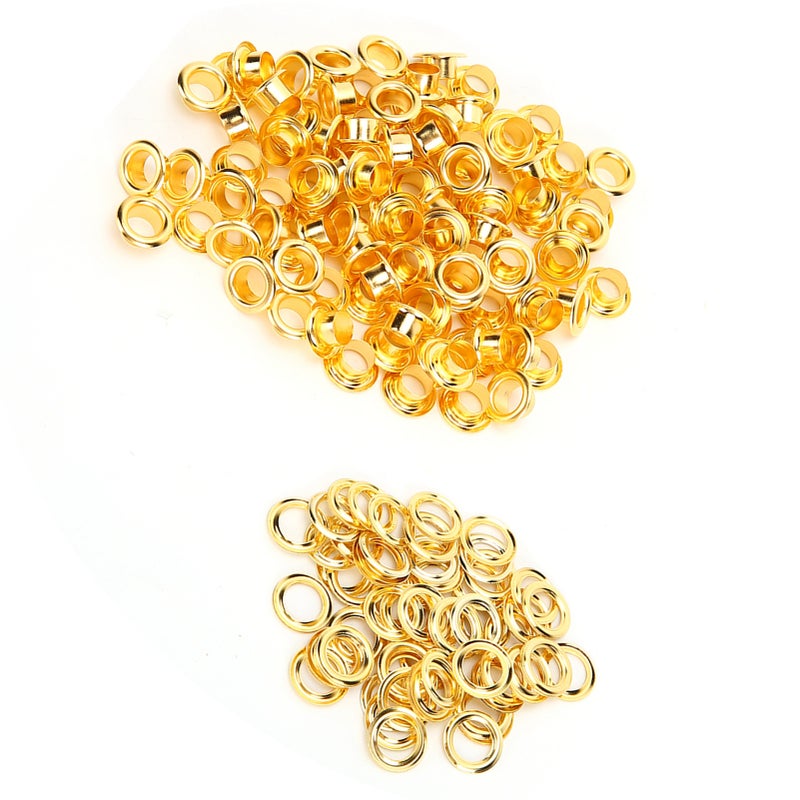 200Pcs 6mm Shoes Grommet Hollow Hole Rivet DIY Hand Made Brass Gold Leather Accessories - Image 5