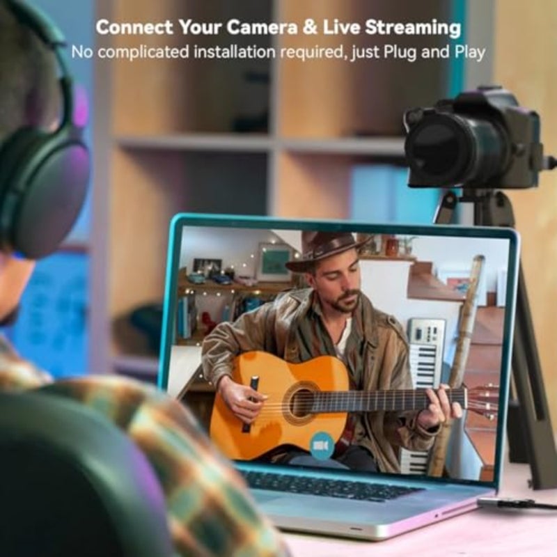 بطاقة التقاط HDMI للألعاب والبث والتعليم ومؤتمرات الفيديو؛ هيئة سبائك الألومنيوم. أسود؛ مدخل 4K/مخرج 1080 بكسل، مزود بمنفذ USB-C، يعمل مع OBS Studio، PotPlayer، QuickTime Player - Image 5