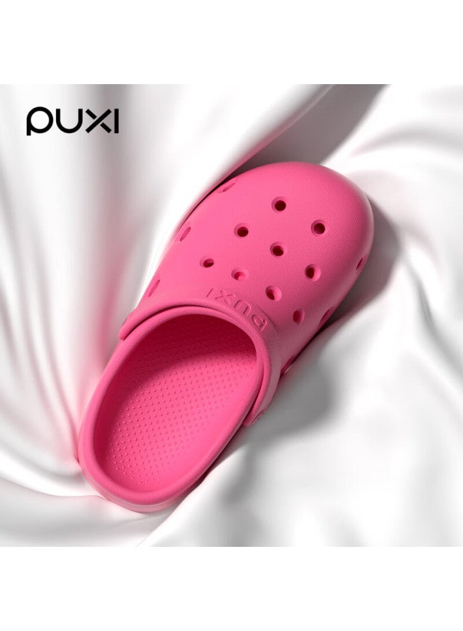 Park Xi Poxi Beach Casual Perforated Shoes, Women's Eva Thick-soled Heightening Couple Sandals, Men's, Raspberry Pink, Size 35-36 - Image 1