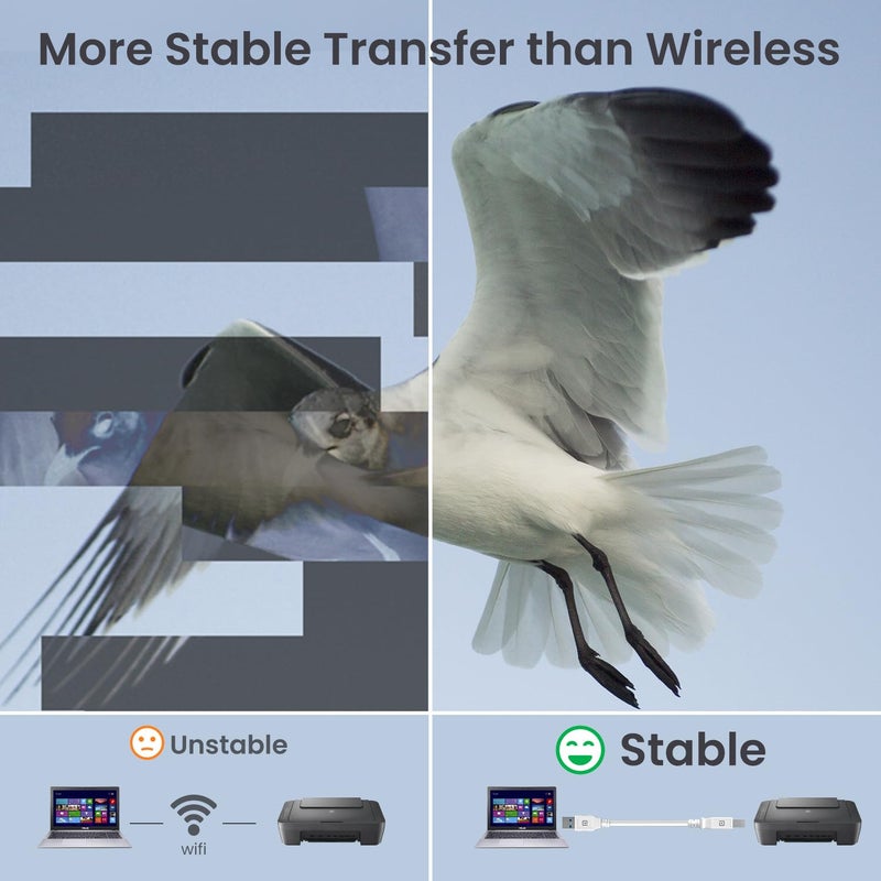 Portronics PrintLink 1.5 Printer Cable with USB Type-A to USB Type-B Male Connectors, 1.5 Meters / 5 Ft Long, High-Speed Transfer Cord for Printers & Scanners (White) - Image 5