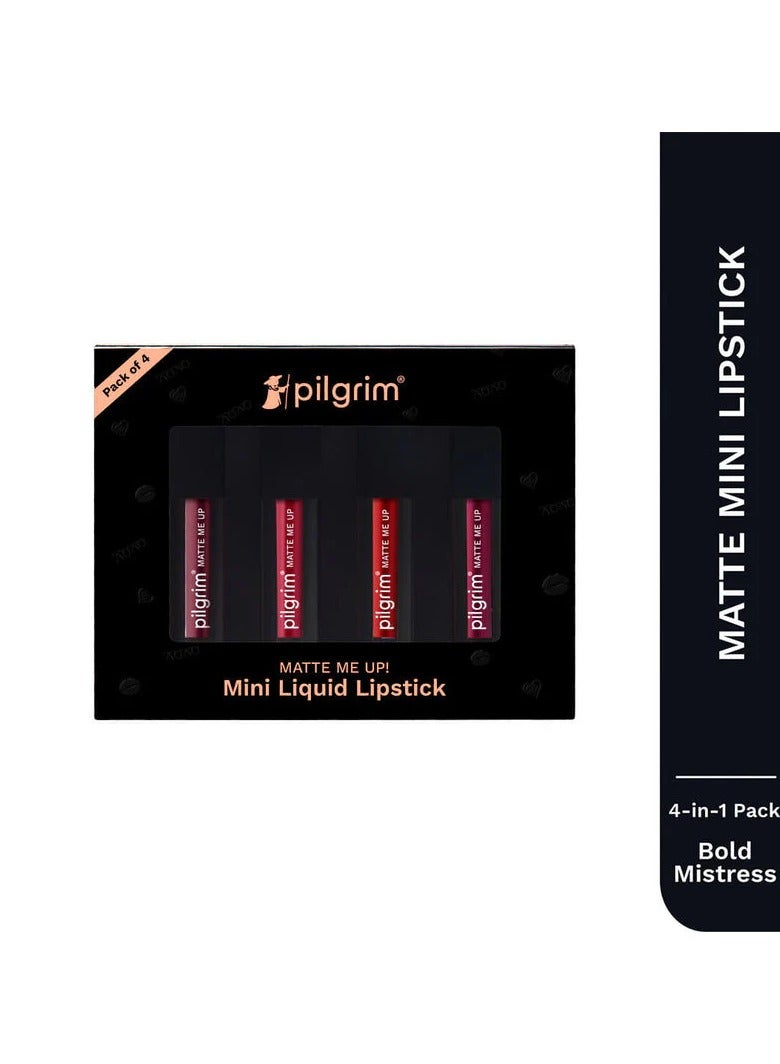 Pilgrim Mini Liquid Lipstick Pack of 4 Bold Mistress 4 ml - Image 1