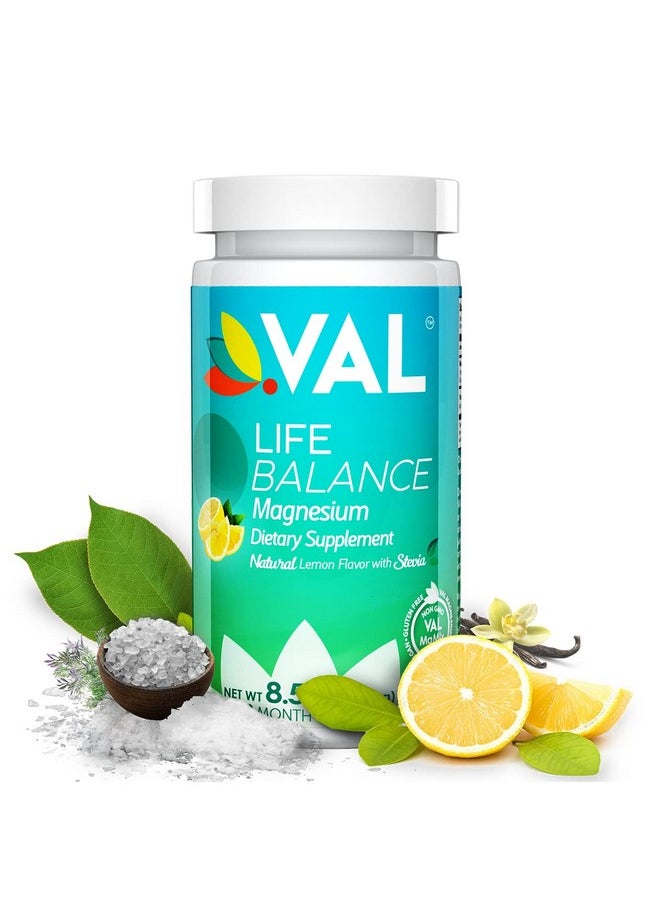 VAL - Triple Magnesium Complex Antistress Supplement Drink Powder Vegan Gluten Free And Nongmo Magnesium Powder Natural Lemon Flavor Magnesium Glycinate Taurate Citrate 85 Oz - Image 1