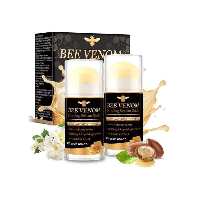 Bee Venom Cream Stick, 2 Pack Bee Venom Firming Stick Laugh Lines and Anti Wrinkle, Firming Serum Stick For Face Lift and Neck Visibly Tighten, Reduces Blemishes