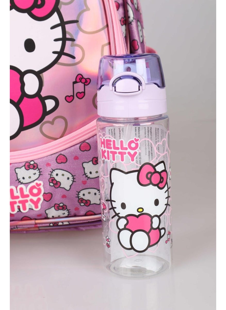 Hello Kitty حقيبة مدرسة ابتدائية جديدة من مجموعة عالم لامع الخاصة المرخصة، صندوق غداء وزجاجة ماء تريتان  - Image 3