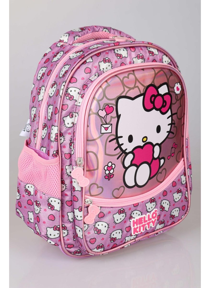 Hello Kitty حقيبة مدرسة ابتدائية جديدة من مجموعة عالم لامع الخاصة المرخصة، صندوق غداء وزجاجة ماء تريتان  - Image 5