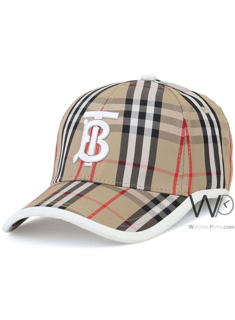BURBERRY Baseball Burberry BT Hat Beige Motif Icon Stripe Cotton Cap - Image 1