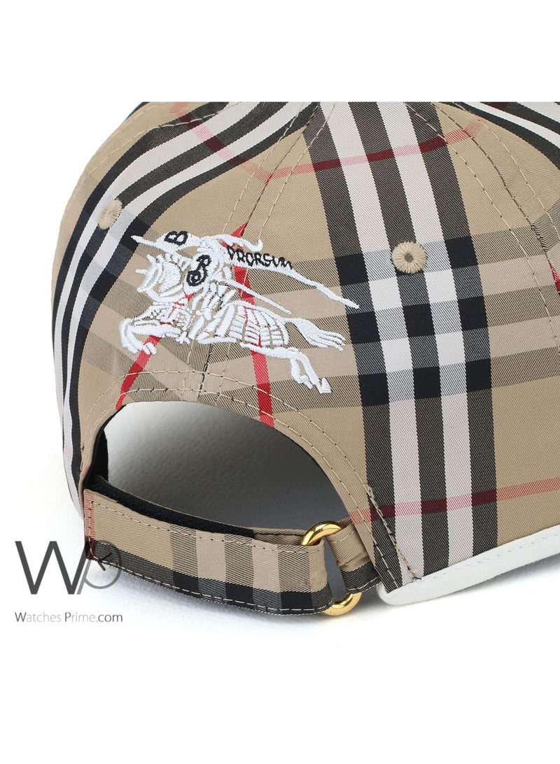BURBERRY Baseball Burberry BT Hat Beige Motif Icon Stripe Cotton Cap - Image 3
