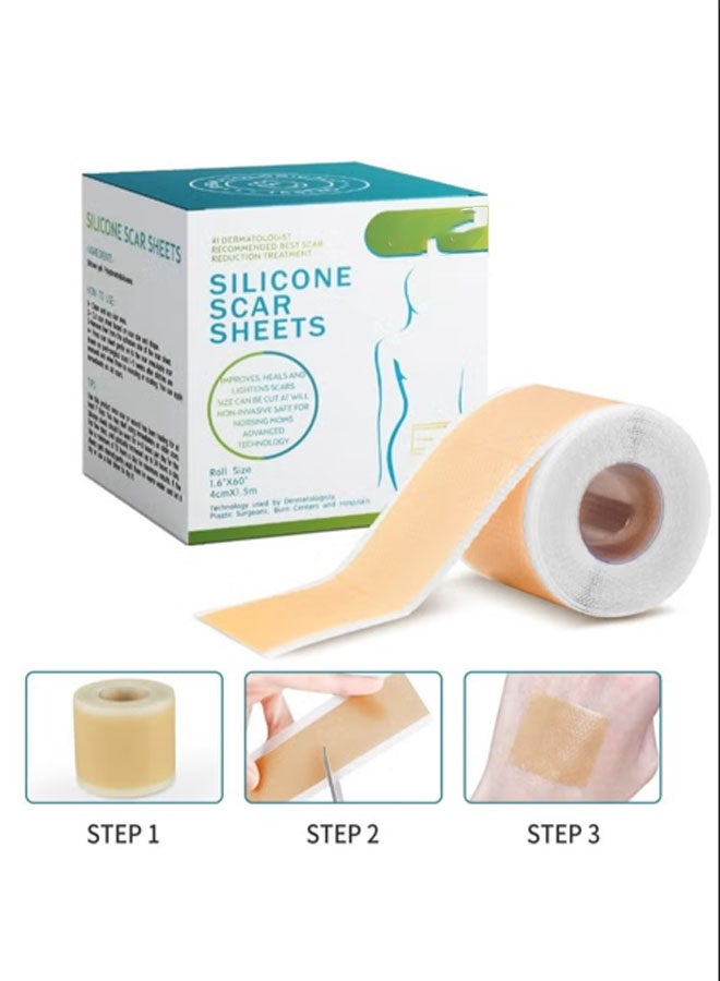 Generic Silicone scar sheet, fading scar sticker, 4cm*1.5m, highly effective beauty scar removal, self-adhesive acne wound repair, soft silicone - Image 1