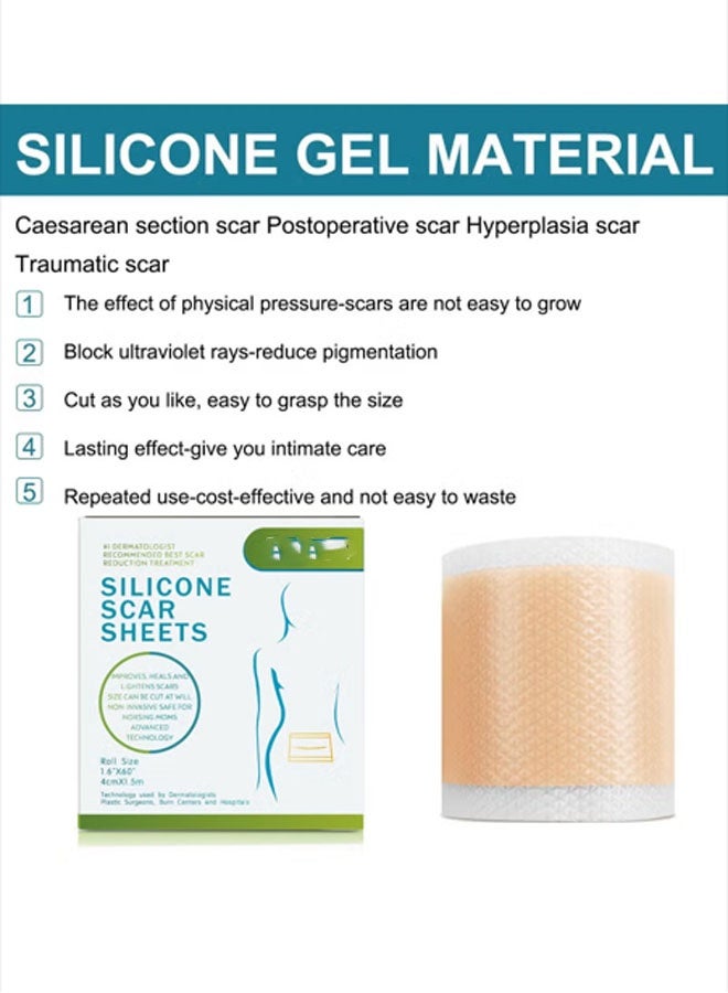 Generic Silicone scar sheet, fading scar sticker, 4cm*1.5m, highly effective beauty scar removal, self-adhesive acne wound repair, soft silicone - Image 5