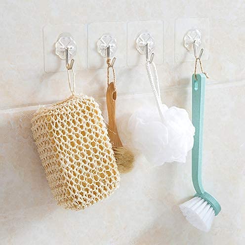 IXWQ Strong Self Adhesive Strong Hooks use for Wall, Diwal, Office, Furniture, Waterproof and Oil Proof Also use Kitchen, Bathroom, Ceiling Office, Window, Multiuse Hook Transparent (30) - Image 4