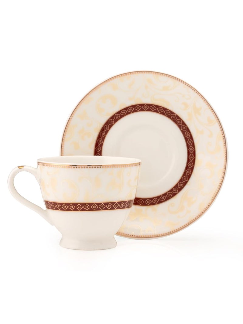 JCPL Fine Ceramic Printed Cup Saucer Set of 12 6 Cups 6 Saucers 180 ml Each Crysta CR403 - Image 2