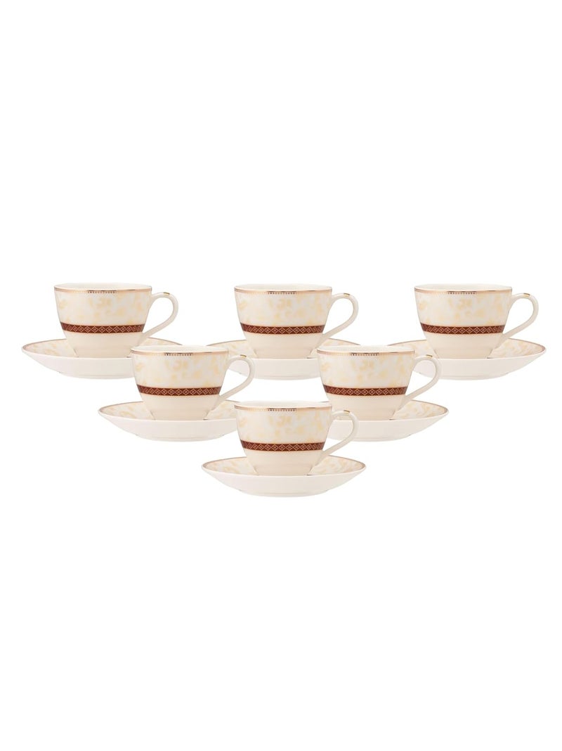 JCPL Fine Ceramic Printed Cup Saucer Set of 12 6 Cups 6 Saucers 180 ml Each Crysta CR403 - Image 4