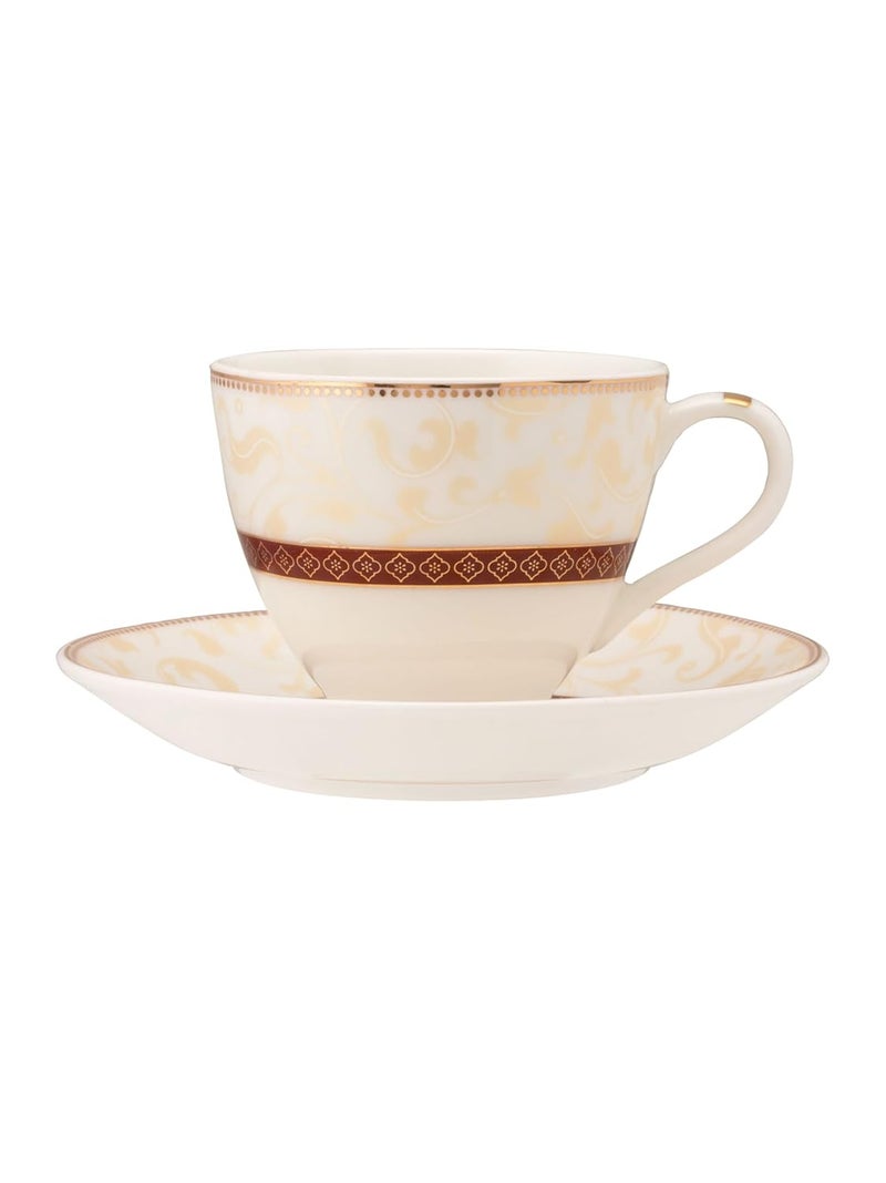 JCPL Fine Ceramic Printed Cup Saucer Set of 12 6 Cups 6 Saucers 180 ml Each Crysta CR403 - Image 3