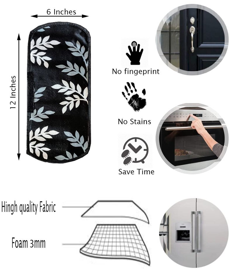 KANUSHI Industries® 1Pc Fridge Cover for Top with 6 Utility Pockets + 2 Handles Covers + 3 Fridge Mats (FRI-Black-Small-Leave+2-Handle+M-15-03) - Image 5