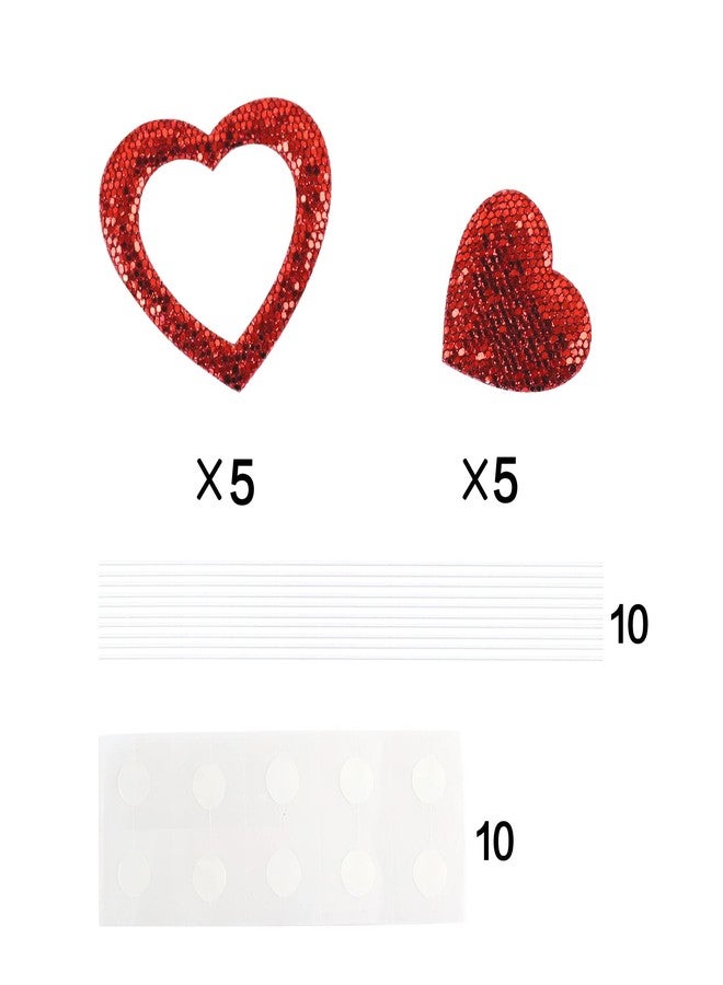 Ercadio 10 Pack Happy Valentine's Day Heart Cake Toppers Felt Red Heart Cake Toppers Happy Valentine's Day Cake Picks for Wedding Bridal Shower Party Theme Cake Decor Supplies - Image 2