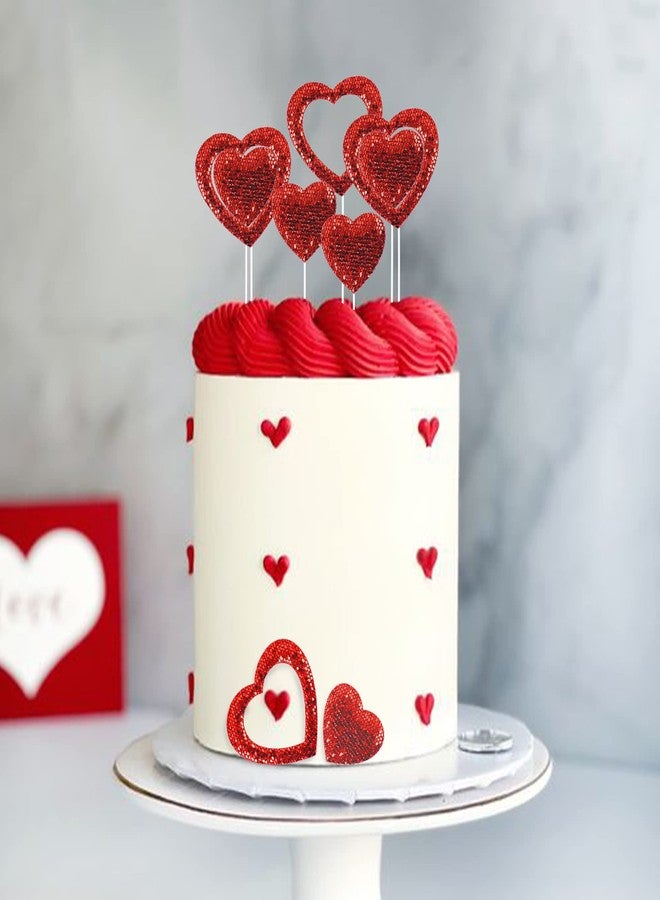 Ercadio 10 Pack Happy Valentine's Day Heart Cake Toppers Felt Red Heart Cake Toppers Happy Valentine's Day Cake Picks for Wedding Bridal Shower Party Theme Cake Decor Supplies - Image 3