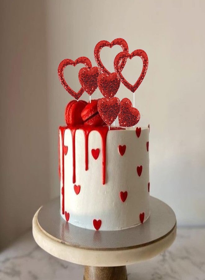 Ercadio 10 Pack Happy Valentine's Day Heart Cake Toppers Felt Red Heart Cake Toppers Happy Valentine's Day Cake Picks for Wedding Bridal Shower Party Theme Cake Decor Supplies - Image 5