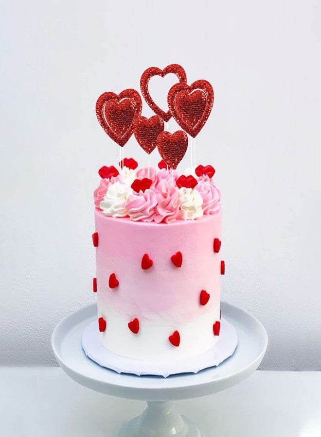 Ercadio 10 Pack Happy Valentine's Day Heart Cake Toppers Felt Red Heart Cake Toppers Happy Valentine's Day Cake Picks for Wedding Bridal Shower Party Theme Cake Decor Supplies - Image 4