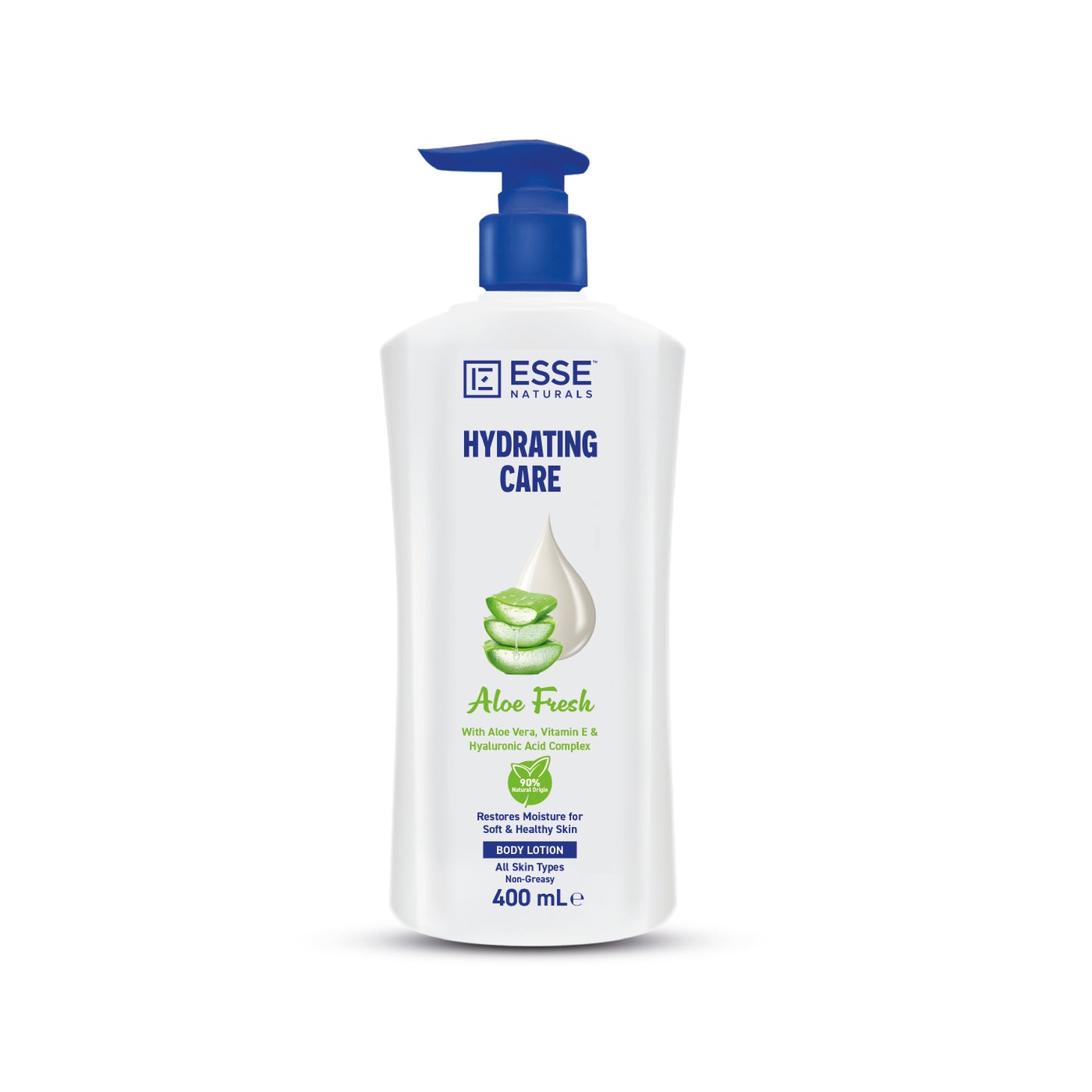 Esse Naturals Hydrating Care Body Lotion, Aloe Vera, Vitamin E and Hyaluronic Acid Complex - 400ml