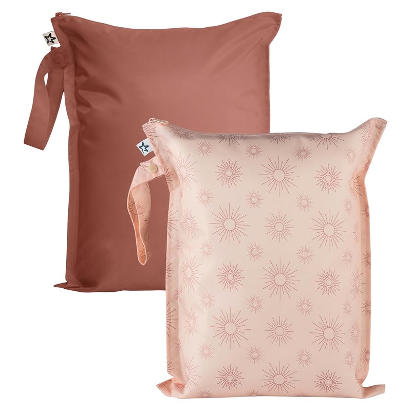 Tiny Twinkle Mess Proof Wet Bags | 2-Pack Reusable Waterproof Wet Bags for Swimsuits | Baby Clothes | Travel & Diaper Bag (Shine) - Image 1