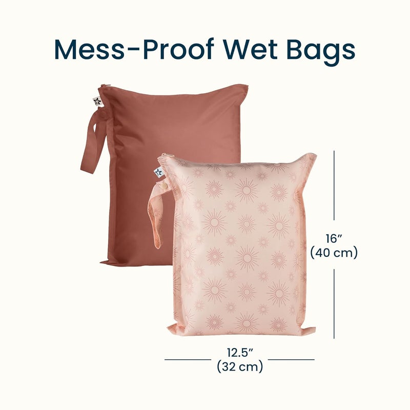 Tiny Twinkle Mess Proof Wet Bags | 2-Pack Reusable Waterproof Wet Bags for Swimsuits | Baby Clothes | Travel & Diaper Bag (Shine) - Image 4
