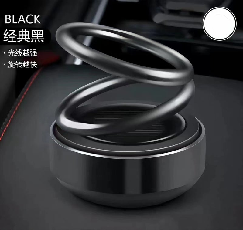 Cross-border on-site truck-mounted aromatherapy solar-powered suspended double-ring perfume rotating heating accessories car perfume ornaments Sapphire blue (electroplated version) comes with a piece of aromatherapy - Image 4