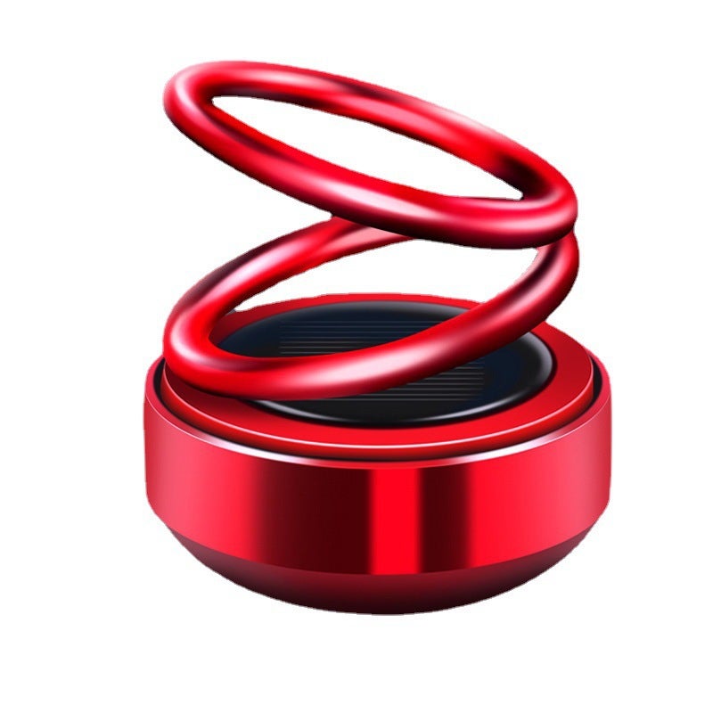 Cross-border on-site truck-mounted aromatherapy solar-powered suspended double-ring perfume rotating heating accessories car perfume ornaments Sapphire blue (electroplated version) comes with a piece of aromatherapy - Image 3