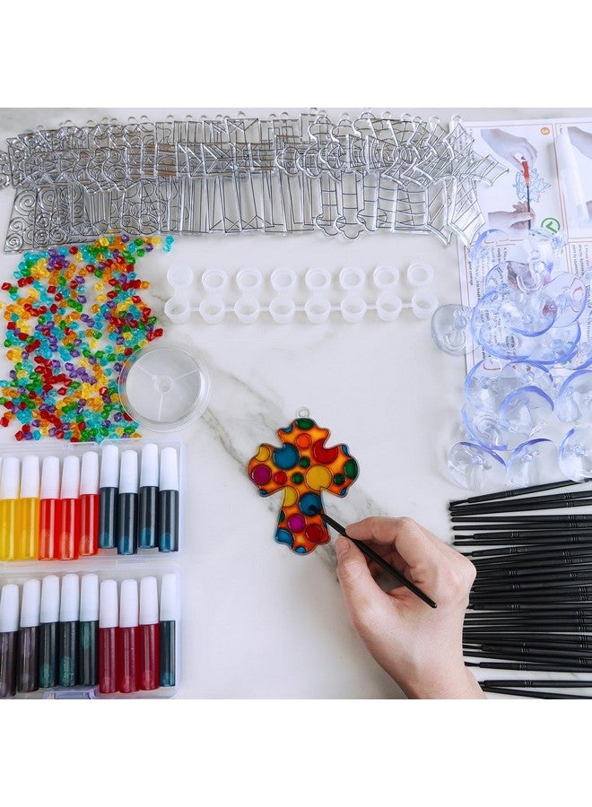 وينلين 27 مجموعة من زينة مصائد الشمس على شكل صليب، زينة طلاء النوافذ، أدوات حرفية مصائد الشمس على شكل صليب للأطفال، أنشطة العطلات في عيد الميلاد وعيد الفصح، هدايا الحفلات - Image 3