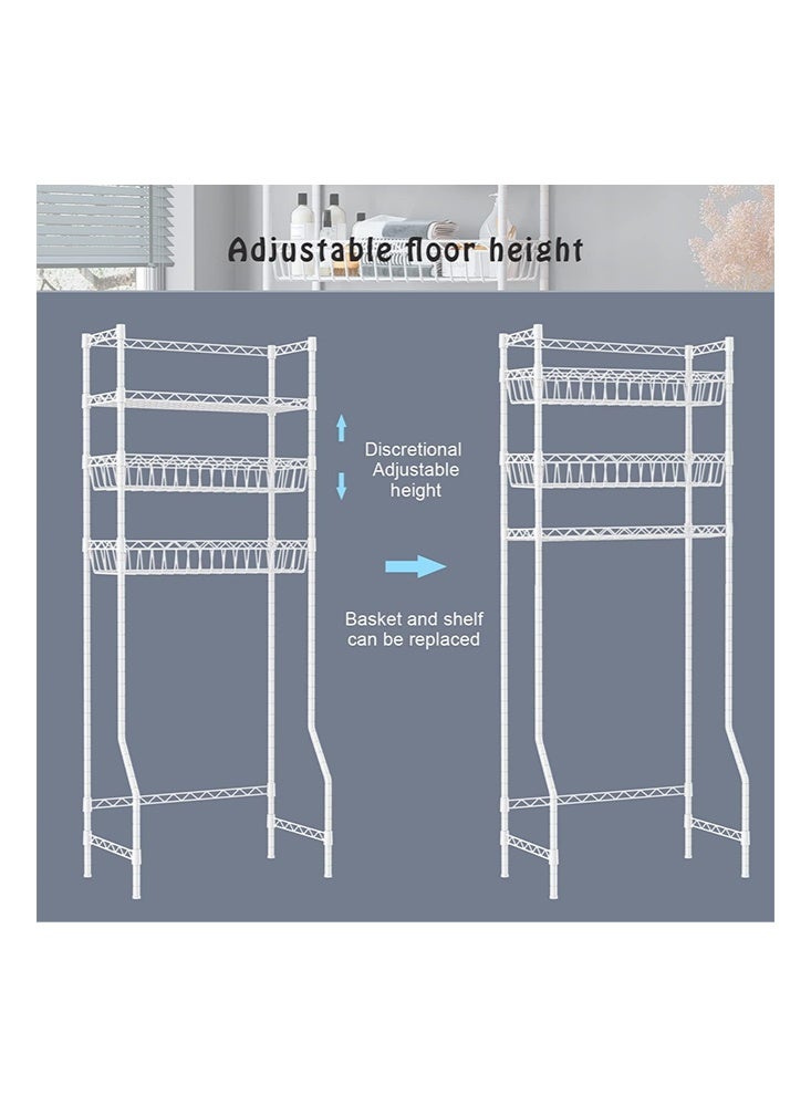 سولاكان رف تخزين حمام أبيض بثلاث طبقات فوق المرحاض، منظم موفر للمساحة، حامل فوق المرحاض مزود بسلتين، أبيض - Image 3