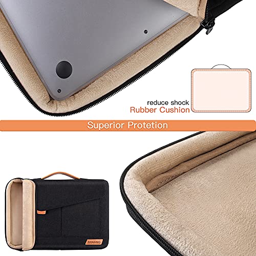 DOMISO 14 Inch Laptop Sleeve Bag Water Resistant Business Briefcase Carrying Shoulder Bag for Lenovo Chromebook S330/Flex 4/Thinkpad L480 E480 T480s/HP ProBook 640 G4/Dell Inspiron 5480 5481,Black - Image 2