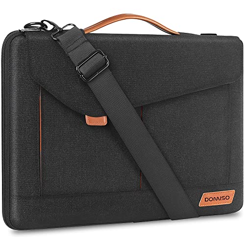 DOMISO 14 Inch Laptop Sleeve Bag Water Resistant Business Briefcase Carrying Shoulder Bag for Lenovo Chromebook S330/Flex 4/Thinkpad L480 E480 T480s/HP ProBook 640 G4/Dell Inspiron 5480 5481,Black - Image 1