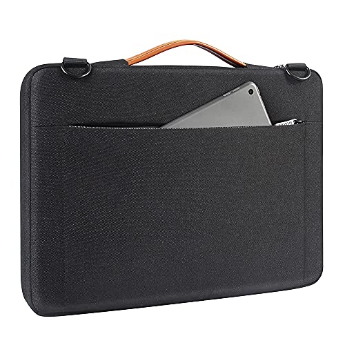 DOMISO 14 Inch Laptop Sleeve Bag Water Resistant Business Briefcase Carrying Shoulder Bag for Lenovo Chromebook S330/Flex 4/Thinkpad L480 E480 T480s/HP ProBook 640 G4/Dell Inspiron 5480 5481,Black - Image 5