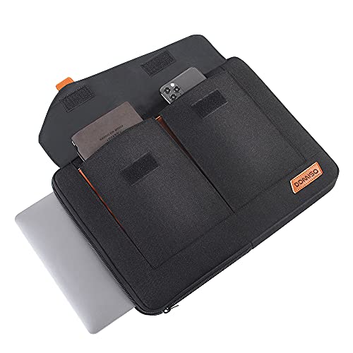 DOMISO 14 Inch Laptop Sleeve Bag Water Resistant Business Briefcase Carrying Shoulder Bag for Lenovo Chromebook S330/Flex 4/Thinkpad L480 E480 T480s/HP ProBook 640 G4/Dell Inspiron 5480 5481,Black - Image 3