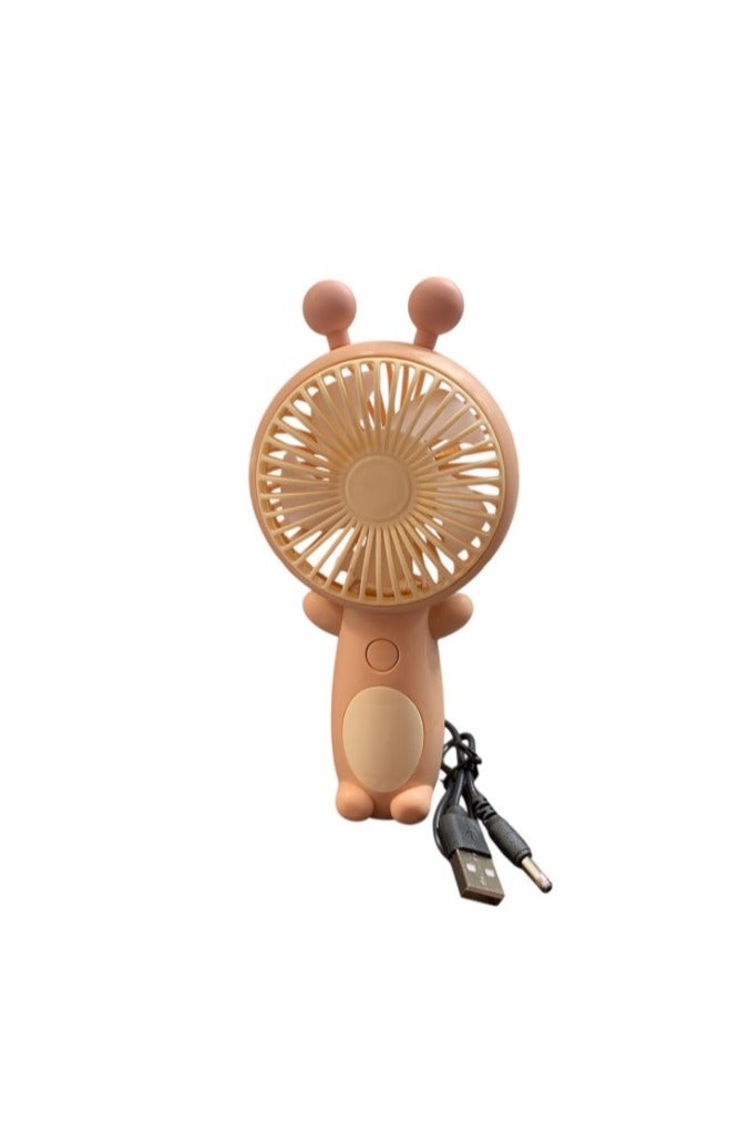 Small handheld fan with a stylish design and a base - rechargeable via USB. brown - Image 1