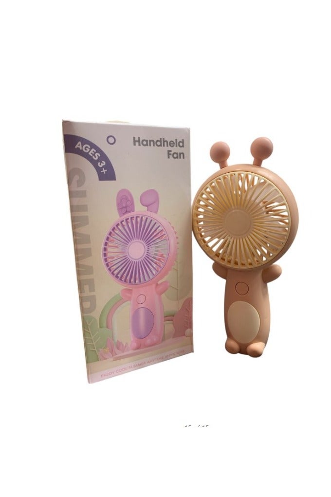 Small handheld fan with a stylish design and a base - rechargeable via USB. brown - Image 3