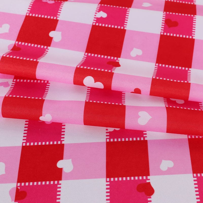 SARAFLORA V-Day Checkered Fabric Rectangle Table Cloth- 60 x 102 Inch -Polyester Heart Pattern Tablecloth, Table Cover Protector for Party, Wedding, Banquet Decoration Use, Red & White - Image 5